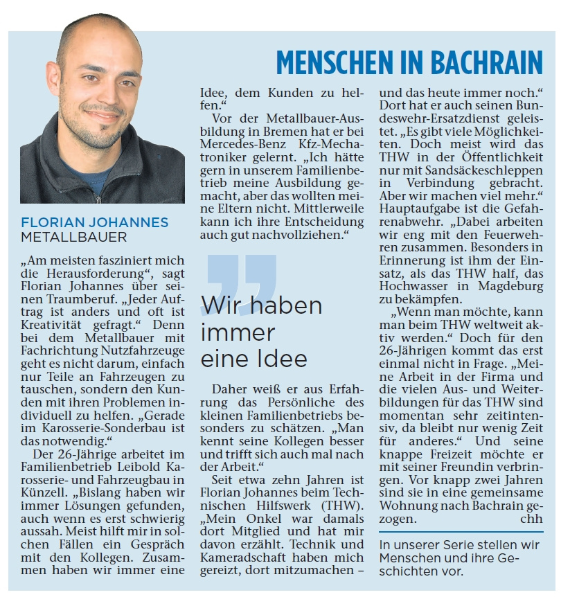 Begeisteter Unternehmersohn Florian Johannes berichtet von seinen Traumberuf