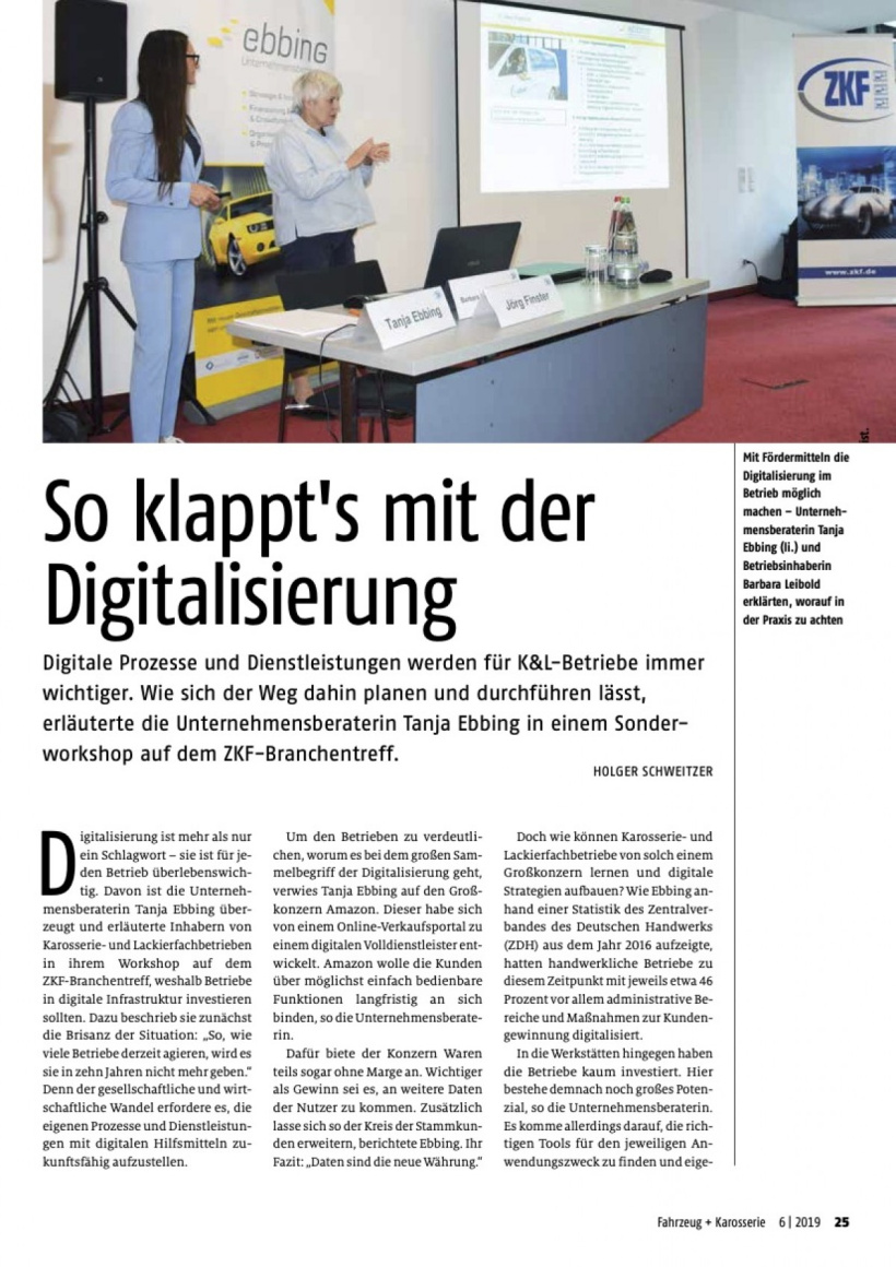 So klappt´s mi der Digitalisierung - digitale Prozesse und Dienstleistungen wichtig für K&L-Betriebe